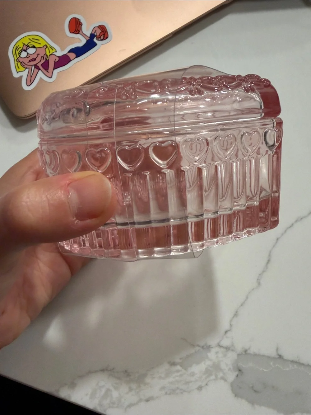 Pink Heart-Shaped Glass Trinket Dish